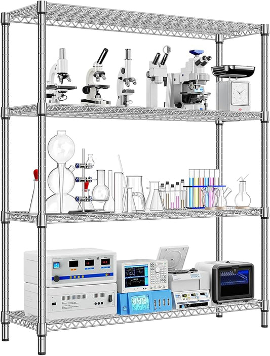 1760 LBs 4 Tier Storage Rack Metal Wire Shelving Unit, Storage Standing Shelf Organizer for Laundry Bathroom Kitchen Pantry Garage Utility Room, Chrome 17.7" D x 59.1" W x 70.4" H