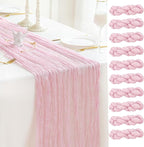 Sioloc 10 Pack Light Pink Cheesecloth Table Runner Fall Autumn Decor for Home 10ft Table Cloth for Tea Wedding Birthday Party Baby Bridal Shower Halloween Thanksgiving