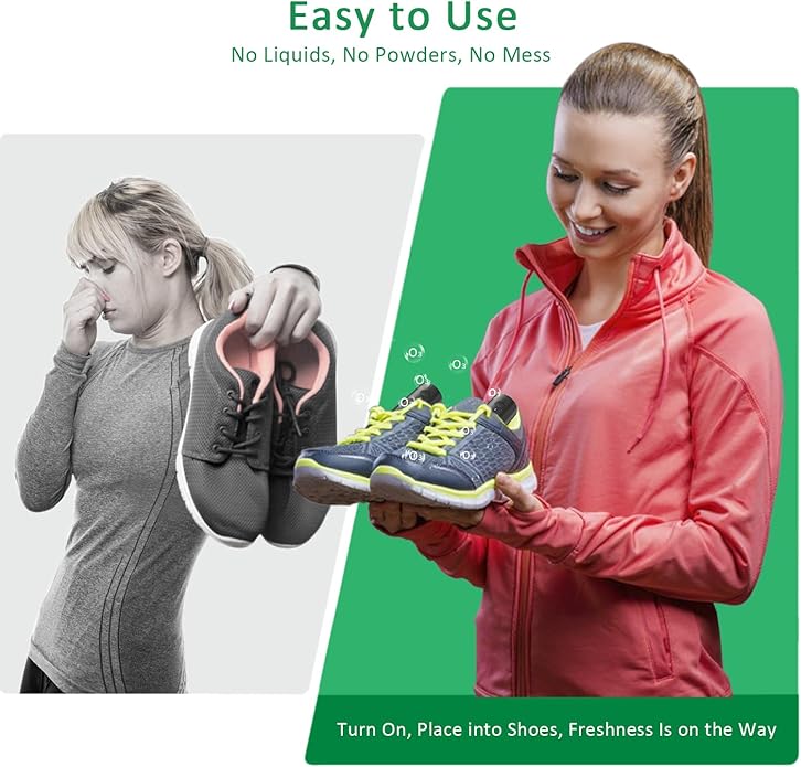 Shoe Deodorizer Rechargeable Ozone Tech Eliminates Odors in All Footwear, Auto Shut-Off Durable Dryer-Style Freshener