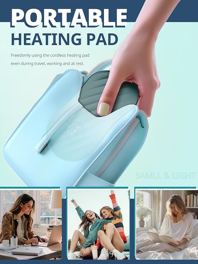 Slimpal Portable Heating Pad for Cramps, FSA HSA Eligible, Rechargeable Electric Heat Belt for Period Pain Relief, Menstrual Heated Pad Gifts for Women Her Girls Wife, Light Blue