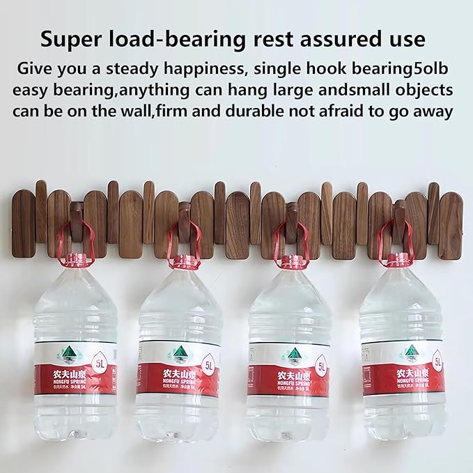 Wall Mounted Piano Key Hanger | Flip Style Hook | Entrance Wall Art Hook, Made of Oak Wood (3 Times Painted, 4 Times Polished) (Arc Beech, 10Hooks)