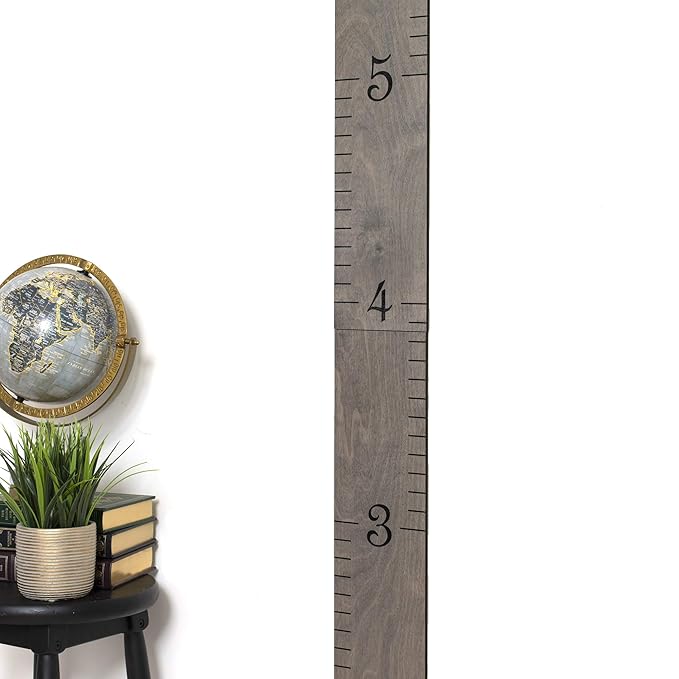 Wooden Growth Chart for Wall - Height Growth Chart for Kids, Kid Height Wall Chart, Height Measurement for Wall, Height Chart for Kids - Love Grows Here, Skinny Grey (63""x5.75"")