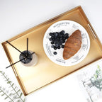 Spsyrine Gold Decorative Serving Tray with Handles, Elegant Plastic Coffee Table Tray for Ottoman, Living Room, Home Decor 15.6" X 10.2"