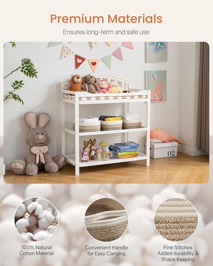 KALLAX Small Woven Basket, 12 x 8 x 4.5 Inches, Storage Basket for Organizing, Cute Small Rope Shelf Closet Cube Storage Bins Baskets for Shelves, Dog Toy Gift Baskets Empty, 3 Pack Gradient Brown