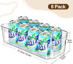 Clear Fridge Organizer, Refrigerator Organizer Bins with Handle, Freezer, Kitchen Cabinet, Pantry Organization, BPA Free Fridge Organizers (12.4 inch 8 Pack)