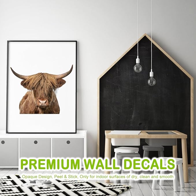 Highland Cow Wall Window Stickers Decor Scottish Cow Wall Decals Peel and Stick Funny Cow Wall Stickers Removable Cool Cow Farmhouse Kitchen Decoration Weird Gifts for Fiends Christmas