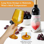 Amber Wine Glasses Set of 6-12oz Amber Long Stem Wine Glass Cups, Pretty Crystal Glassware, Hand Blown Goblets Drinkware, Unique Drinking Stemware Holiday Gift Set