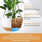 8/10/12 inch Hanging Planters for Indoor Outdoor Plants with Self-Watering Pots, 3 Pack Plastic Hanging Basket with Removable Tray for Home Garden Porch Balcony Patio Decor(White)