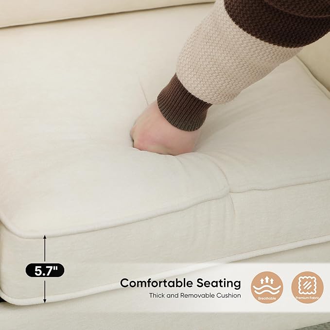 Accent Chair for Living Room, Mid Century Modern Reading Chair for Bedroom, Upholstered Armchair with Side Pockets, Comfy Single Sofa Side Chair for Office, Apartment, Small Room, Beige