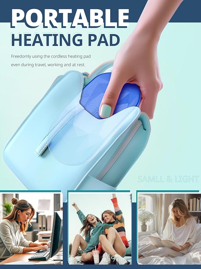 Slimpal Portable Heating Pad for Period Cramps, Electric Cordless Back Belly Waist Heating Pad for Menstrual Cramp Relief, Rechargeable Wearable Heat Belt Gifts for Her Women Girl Wife, Purple