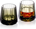 KAMMAK Crystal Whiskey Glasses Set of 2, Handcrafted 6.76oz Old Fashioned Glasses Stemless, Luxury Cocktail Glasses, Hand Blown Scotch Cup for Women, Men Gift for Rocks, Bourbon, Bar Barware