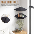 Corner Shelf Wall Mount, Floating Corner Shelves, Set of 2 Corner Wall Shelf Organizer, Rustic Wood Wall Storage Display Shelves for Living Room Bedroom Bathroom Kitchen, Classic Black