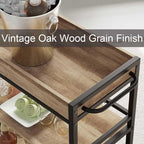 BON AUGURE Bar Cart for The Home, Bar Serving Carts on Wheels, 3 Tier Storage Drink Trolley, Rolling Wood and Metal Liquor Beverage Cart (Vintage Oak)