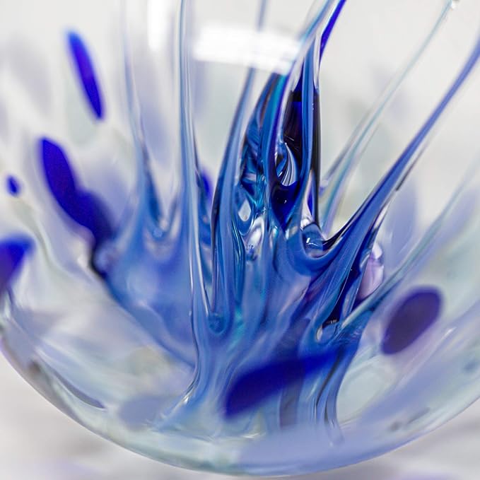 Luke Adams Handmade Glass Gazing Balls for Garden on Clearance – Hand Blown Glass Gazing Ball for Yard Décor – Decorative Garden Globe Raindrop (Blue)