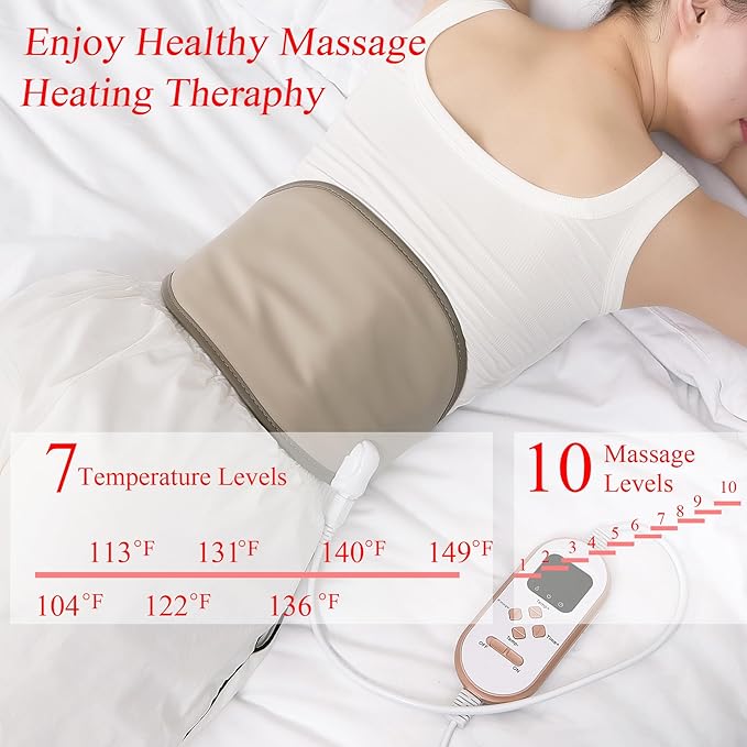 Slimming Electric Belt Hot Compress Electrified Heating Massage Pads for Lower Back Pain Far Infrared Heating Pads Lower Back Abdomen 7 Heat Settings up to 149°F