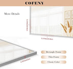 36x55inch Bathroom Mirror, Silver Rectangle Mirror with Thin Metal Frame, Large Rectangular Wall Mirrors for Bathroom, Living Room, Hair Salon, Big Mirror Hang Horizontal/Vertical