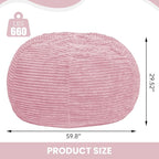 Large Bean Bag Chair, 6FT Giant Beanbag Chairs with Memory Foam Filled, Bean Bag Chairs for Adults, Ultra Soft Lazy Sofa for Living Room Bedroom (Pink)