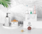 Luxspire Toothbrush Holder, 3 Slots Electric Toothbrush and Toothpaste Holder, Bathroom Countertop Storage Bathroom Accessories Toothbrush Stand for Vanity Counter Organizer Caddy - Gravel White