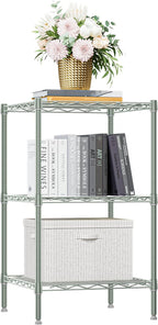 750 lbs 3-Shelf Storage Shelves Wire Shelving Unit Standing Metal Rack for Small Places Narrow Wire Rack for Bathroom, Green 13.8 D x 13.8" W x 25.5" H