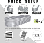 1 Pack 8x3x2FT Galvanized Raised Garden Bed Kit Oval Metal Ground Planter Box Outdoor Bottomless Planter Raised Beds for Vegetables Flowers Herbs Fruits, Gray