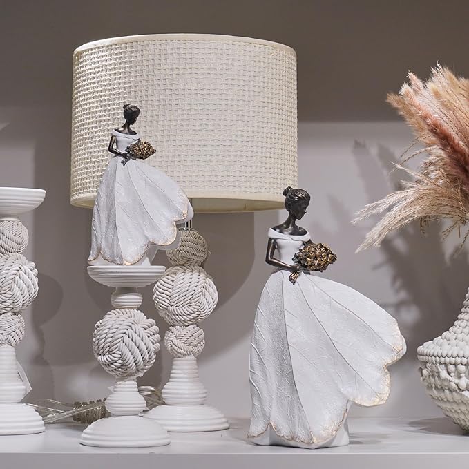 Guichifun Fairy Statue Collection Home Decoration - White Leaf Angel Girls Resin Home Decor for Outside or Inside Rustic Garden Grave Decorations for Cemetery Figurines Gift 5 x 3 x 7.5 Inch