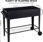 Elevate 32" Tall Raised Garden Bed Outdoor with Wheels & Shelf for Mobility, 400LBS Capacity, Anti-Rust Steel Planter Box for Vegetables/Herbs, Patio-Balcony-Backyard