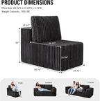 Single Sofa 1 Seat Couch with Deep Seat Memory Foam Cloud Chair with Pillows Large Sofa with L Shape for Living Room Bedroom (Strip Grey, Single)