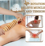 Liitrton Manual Wooden Fascia Massage Roller Trigger Points for Release Cellulite Sore Muscle Blasting (White+Red)