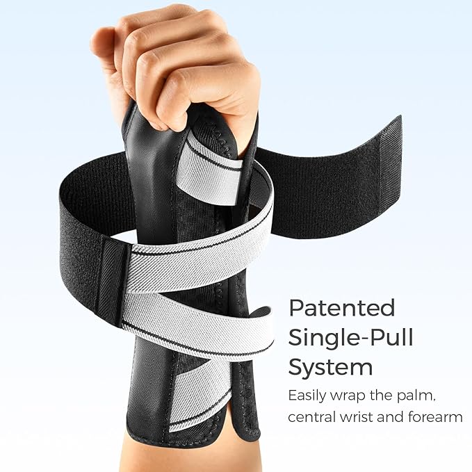 FREETOO Tendonitis Wrist Brace Night Support Fit Left Hand for Work, Pain Relief Wrist Splint for Arthritis, Sprain for Sleeping, Wrist Support Carpal Tunnel Fit Women and Men (L/XL, Black/Grey)