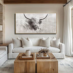 Farmhouse Wall Decor Framed Cow Artwork Grey Vintage Wall Art Canvas Flower Print Rustic Animal Pictures Style for Bedroom Dining Room 24x48 Inch