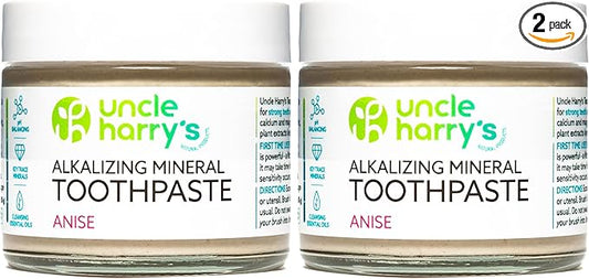 Uncle Harry's Anise Remineralizing Toothpaste | Natural Whitening Tooth Paste Freshens Breath & Promotes Enamel | Vegan Fluoride Free Toothpaste (2 Pack)