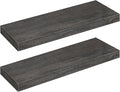 HOOBRO Floating Shelves for Wall, Wall Mounted Shelf Set of 2, 23.6" Hanging Shelf with Invisible Brackets, for Wall in Bathroom, Bedroom, Toilet, Kitchen, Living Room, Office, Charcoal Gray BC60BJ01
