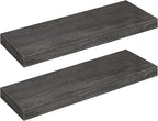 HOOBRO Floating Shelves for Wall, Wall Mounted Shelf Set of 2, 23.6" Hanging Shelf with Invisible Brackets, for Wall in Bathroom, Bedroom, Toilet, Kitchen, Living Room, Office, Charcoal Gray BC60BJ01