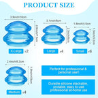 Geiserailie 16 Pcs 4 Sizes Cupping Therapy Set Silicone Cupping Massage Cups Professional Chinese Therapy Cup Vacuum for Body Muscle Nerve(Blue)