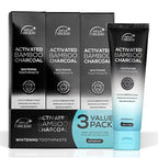 Venus Visage Activated Charcoal Toothpaste for Whitening, 3 Pack - Effective Teeth Whitening Toothpaste for Surface Stains - Peppermint Flavor (3.7 oz/105 g)