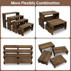 Large Display Wood Risers Wooden Stand 8 Tier Wood Racks Decorative Rectangular, 2 Set 8 Pieces Cupcake Stands Cologne Perfume Organizer Showcase Items(Brown)