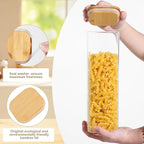 Glass Food Storage Jars with Lids(76oz)Square Set of 3 ,Glass Storage Containers Clear Glass Food Canister with Bamboo Lid Airtight For Serving Tea, Coffee Beans, Flour,Cookie, Cereal,Spice and More