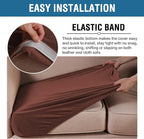 H.VERSAILTEX Velvet Stretch Couch Cushion Cover Plush Cushion Slipcover for Chair Loveseat Sofa Cushion Furniture Protector Seat Cushion Sofa Cover (3 Piece Sofa Cushion Covers, Burnt Brick)