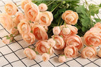 Artificial Silk Flowers Ranunculus Fake Flower 5 Pcs,Suitable for Core Decorations,Weddings,Homes,Artistic Decorations and Props (Cream Yellow)