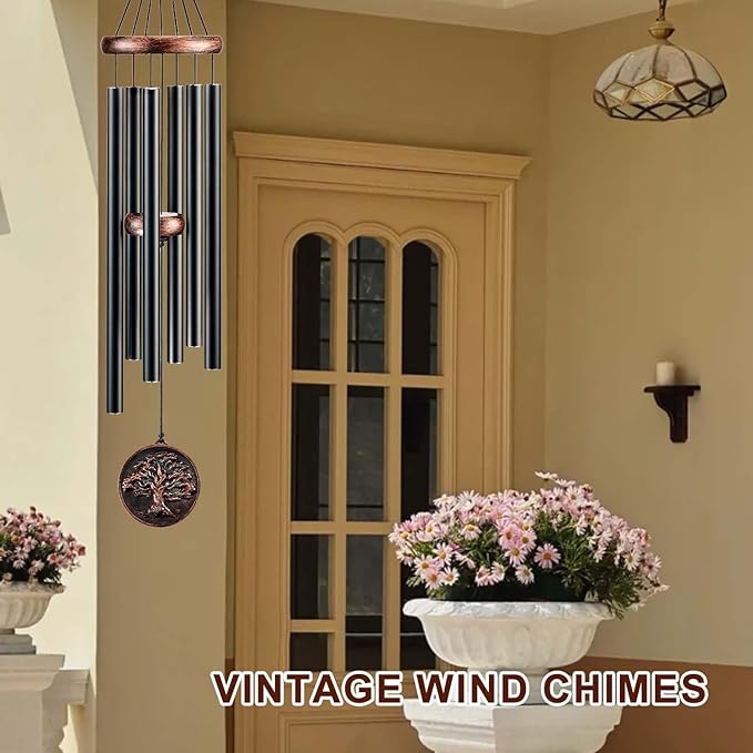 Wind Chimes for Outside, Tree of Life Deep Tone Vintage Wind Chime Outdoor Clearance, Sympathy/Memorial/Festivals/Birthday Gift for Mom Dad Grandma, Home Garden Patio Decor (32" Tree of Life)