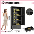 Pantry Kitchen Cabinet with Drawer, 75" Tall Pantry Storage Cabinet, Metal Storage Cabinets with Doors and Shelves, Large Freestanding Cupboard for Dining Room, Assembly Required, Black
