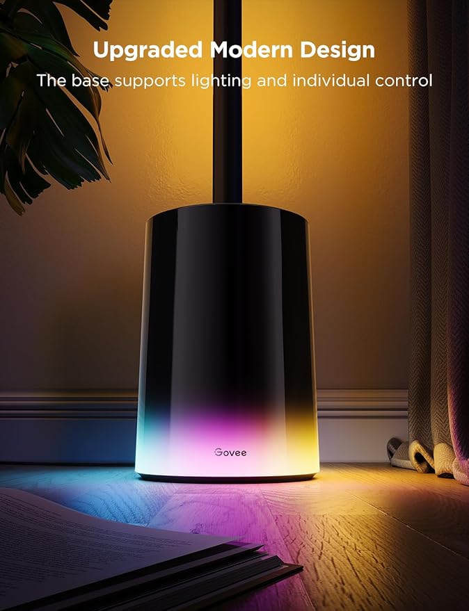 Govee Floor Lamp 2 with Matter, RGBIC, Warm Cool White LED, Alexa Compatible, 1725lm, Music Sync, Scene Modes, Smart Floor Lamp for Living Room, Bedroom, Black(1 Pack)