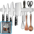 16 Inch Magnetic Knife Holder for Refrigerator - Knife Magnetic Strip for Fridge with Magnetic Hooks - Double Sided Magnetic Knife Bar - Stainless Steel Kitchen Magnetic Knife Hanger Rack