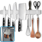 16 Inch Magnetic Knife Holder for Refrigerator - Knife Magnetic Strip for Fridge with Magnetic Hooks - Double Sided Magnetic Knife Bar - Stainless Steel Kitchen Magnetic Knife Hanger Rack