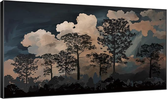 SIGNWIN 30"x60" Extra Large Framed Wall Art Silhouetted Trees at Dusk, Dramatic Forest and Cloudscape for Home Living Room Bedroom Decor (Frame Assembly Required)