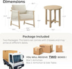 CHITA 3 Pieces Boho Patio Rattan Bistro Set, Outdoor Wicker Chairs & Side Table Set with Acacia Wood Frame(Cream)