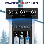 3 in 1 Water Dispenser with Ice Maker, Nugget Ice Maker Countertop, Bullet Ice, Crushed Ice, Water Cooler, 44Lbs/24H, 12 Ice Cube/6Min, Self-Cleaning, 4Lbs Ice Storage, Home, Kitchen, Party, RV