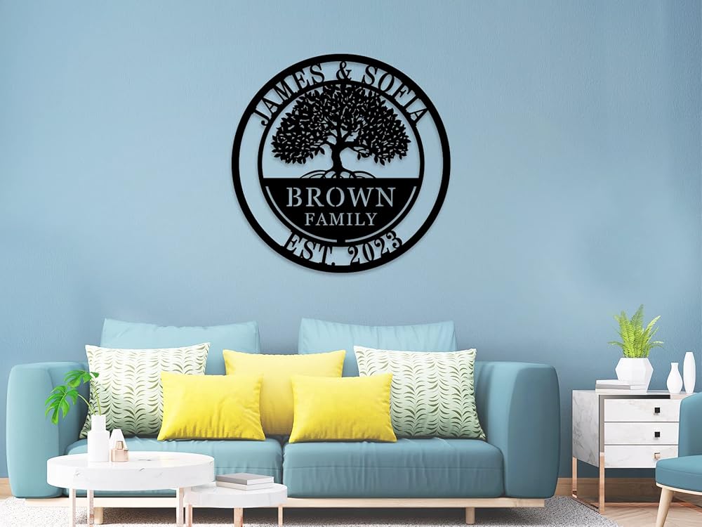 Custom Tree of Life with Roots Family Name Sign, Personalized Metal Sign