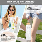 32 oz Glass Water Bottle with Straw - Motivational Time Marker & Silicone Sleeve - Reusable Tumbler Includes 2 Bamboo Lids & Fruit Infuser - 1 Pack