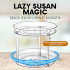 Clear Lazy Susan Organizer, Spice Rack Kitchen Cabinet Turntable, Pantry and Fridge Rotating Storage, Makeup Vanity for Skincare, Perfume, Cosmetic Dresser
